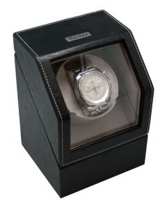 Heiden Battery Powered Single Watch Winder - Black Leather - Reconditioned - OTS-HD009-LEATHER