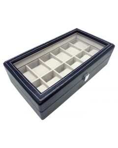 Heiden Premier Black Leather Watch Box (12 Watches) - OTS-hdbox002_leather