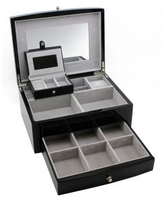 Heiden Abigail Jewelry Box with Drawer - Espresso - OTS-HJ002-espresso