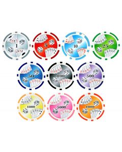 25pc 11.5g Double Royal Flush Poker Chips (10 colors) - 25-DBLRF