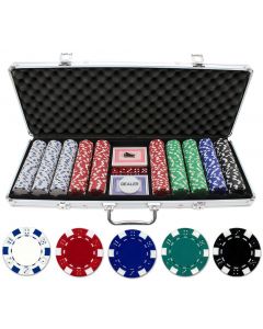 Maletín Póker para 500 poker chips poker set con accesorios cubo pokerkarten Buttons 