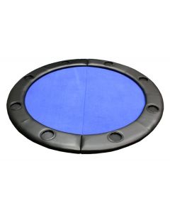 Padded Round Folding Poker Table Top w/ Cup Holders - Blue - pround-blue
