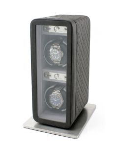 Heiden Monaco Double Watch Winder - Dual Powered - Black Leather - Reconditioned - OTS-hd20-leather