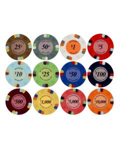 25pc 13.5g Lucky Horseshoe Clay Poker Chips (12 colors) - 25-Horseshoe