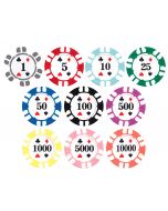 25pc 13.5g Double Stripe Suited Clay Poker Chips (10 colors) - 25-double-stripe-suited