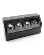 Heiden Quad Watch Winder - Black Leather - Reconditioned - OTS-HD014-LEATHER