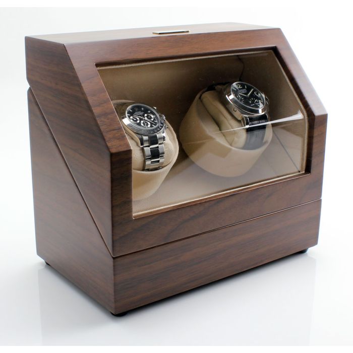 Heiden Battery Powered Dual Watch Winder - Walnut - HD10-Walnut