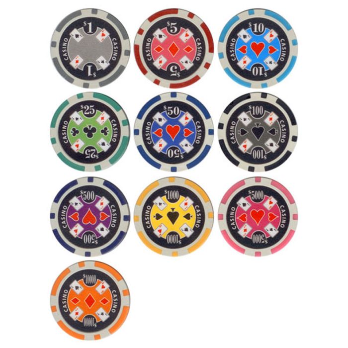 25pc 11.5g Casino Ace Poker Chips (10 colors) - 25-casinoace