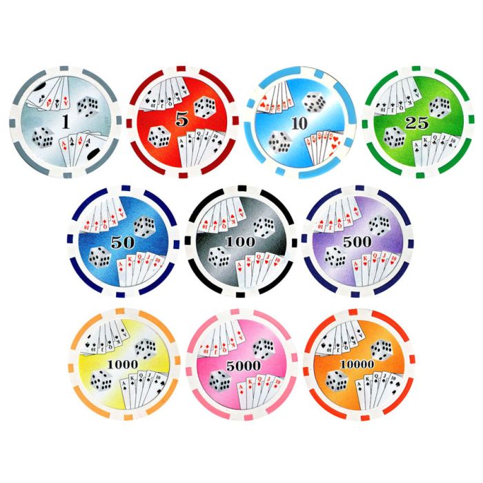 25pc 11.5g Double Royal Flush Poker Chips (10 colors) - 25-DBLRF