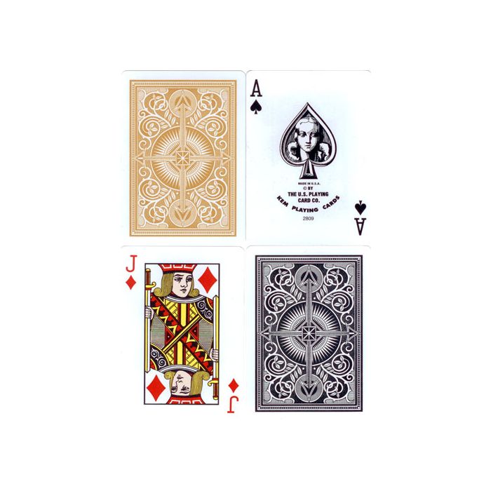 Kem Arrow Playing Cards Black/Gold Poker Size Regular Index (Wide