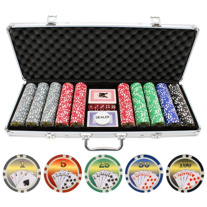 11.5g 500pc Royal Flush Poker Chips Set - 500-ROYAL-FLUSH