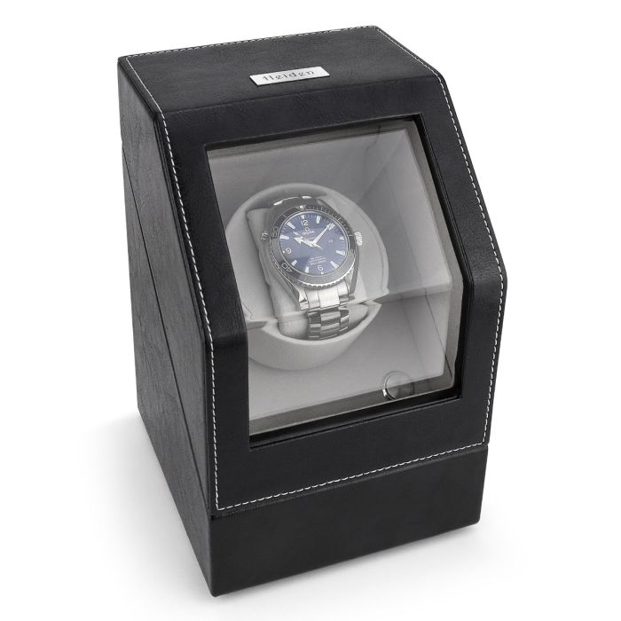 Heiden Battery Powered Single Watch Winder - Black Leather - HD009-LEATHER