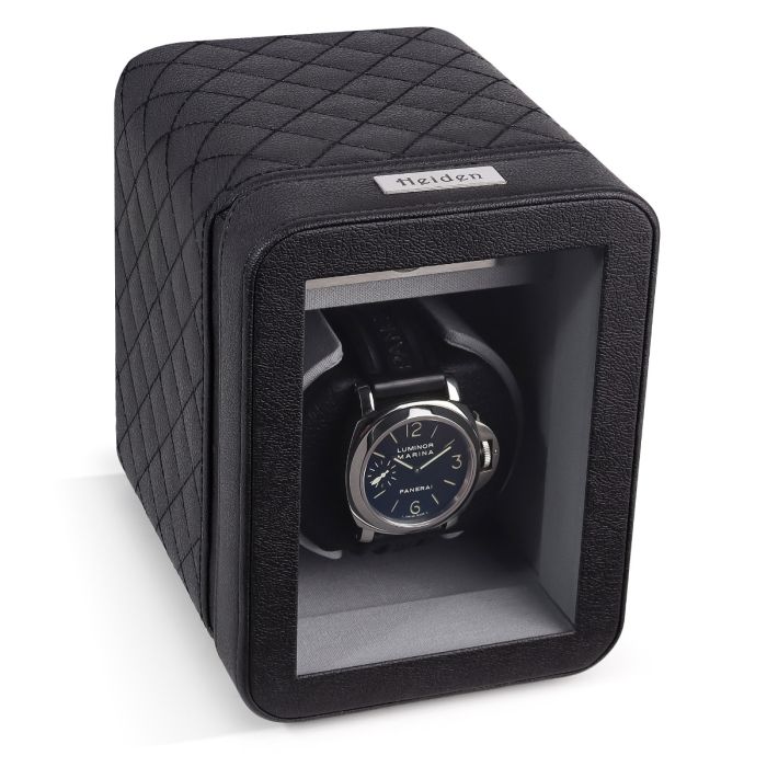 Heiden Monaco Single Watch Winder - Dual Powered - Black Leather - HD19-LEATHER
