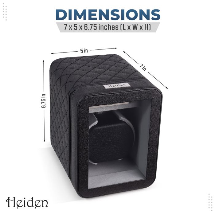 Heiden Monaco Dual Powered Single Watch Winder in Black Leather