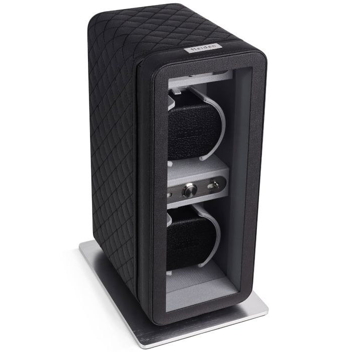 Heiden Monaco Double Watch Winder - Dual Powered - Black Leather