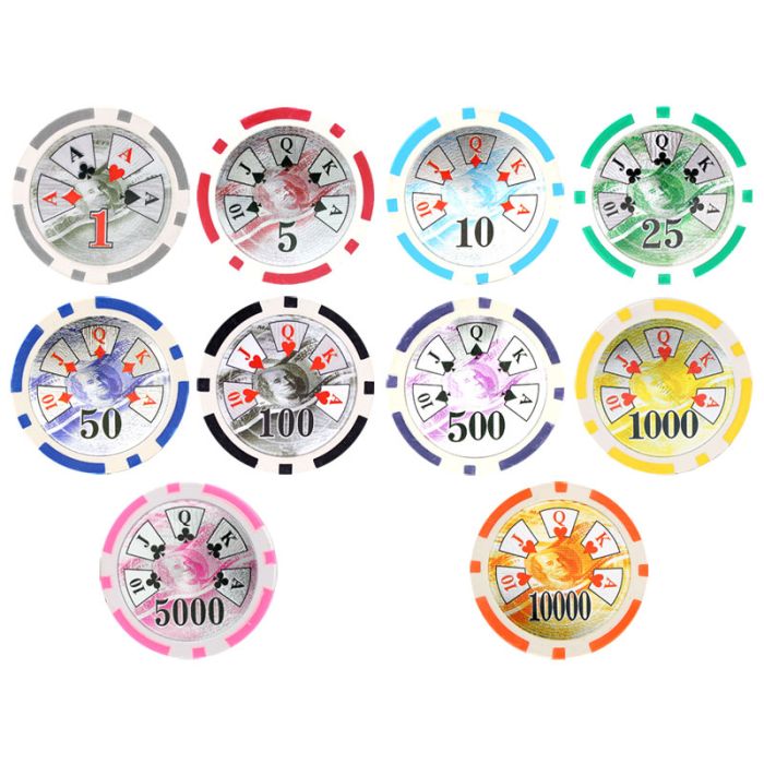 25pc 13.5g High Roller Clay Poker Chips w/ Laser Effects (10 colors) - 25-HR