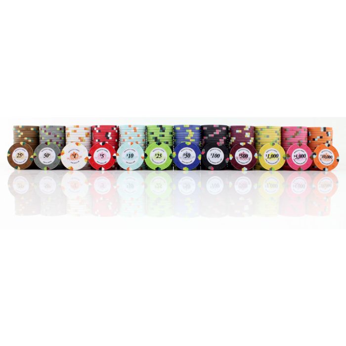 25pc 13.5g Monaco Casino Clay Poker Chips (12 colors) from