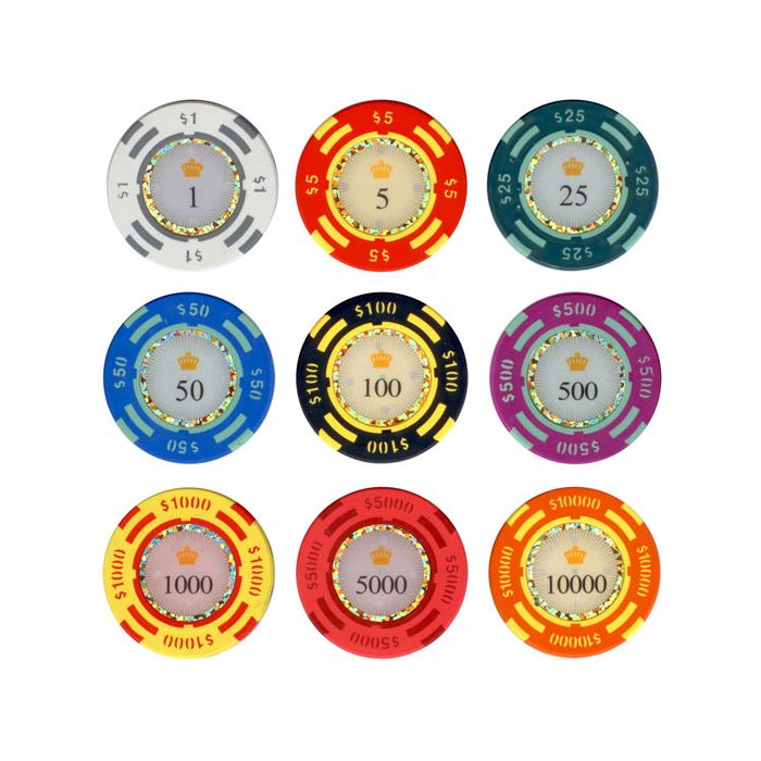 25pc 13.5g Crown Casino Clay Poker Chips (9 colors) - 25-crown-casino