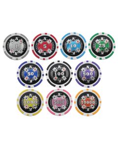 25pc 13.5g Aces Up Clay Poker Chips w/ Laser Effects (10 colors) - 25-aces-up