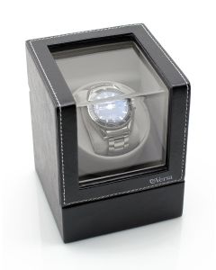Versa Elite Single Watch Winder - Black Leather - VR001-Leather