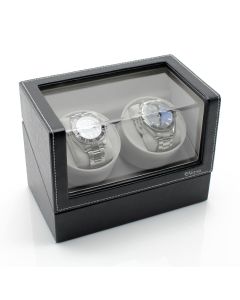 Versa Elite Double Watch Winder - Black Leather - VR002-Leather
