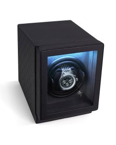 Heiden Alta Single Watch Winder - Black Leather - HD26-Black