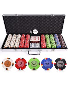 13.5g 500pc Lucky Horseshoe Clay Poker Chips Set - 500-Horseshoe