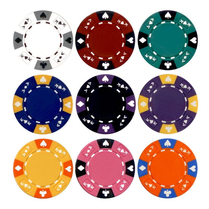 9 Colors Ace King Suited 14g Clay Poker Chips Sample Set New 