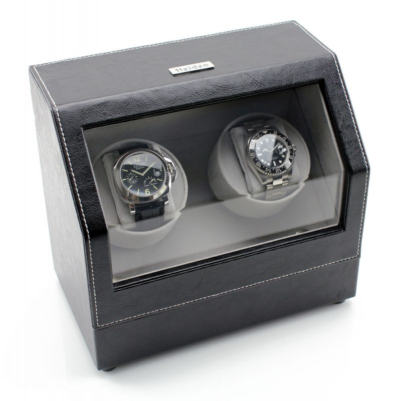 Heiden Battery Powered Dual Watch Winder Black Leather from Heiden