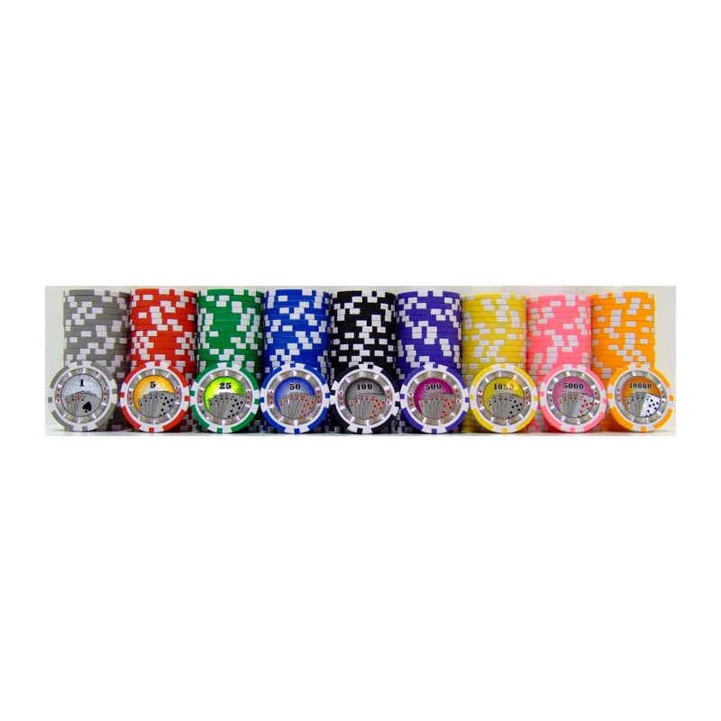 25pc 13.5g Casino Royale Clay Poker Chips w/ Laser Effects (10 colors