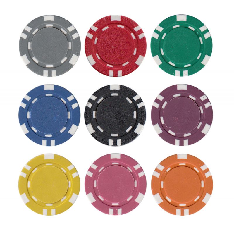 50pc 2g Mini Striped Poker Chips (9 colors) from Discount Poker Shop