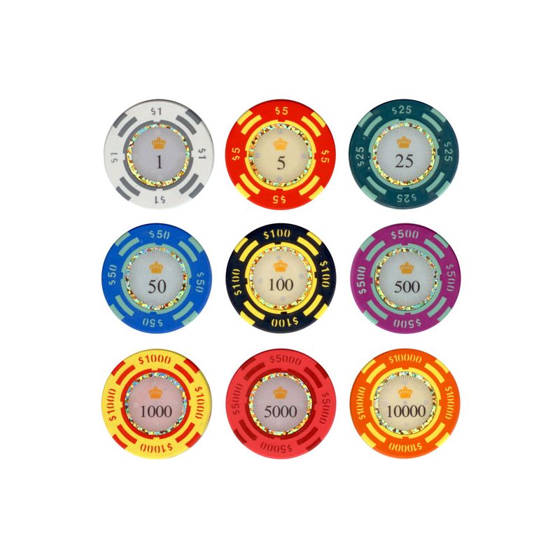 Pudsigt Aktiver Siesta 25pc 13.5g Crown Casino Clay Poker Chips (9 colors) from Discount Poker Shop