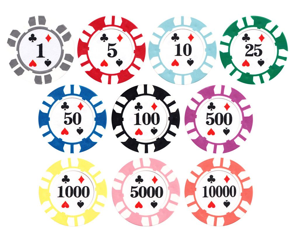25pc 13.5g Double Stripe Suited Clay Poker Chips (10 colors