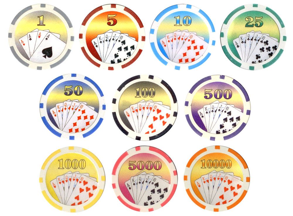 Dealer Button Set 1000 Green Royal Flush Spread Fan 11.5 gram Poker Chips 