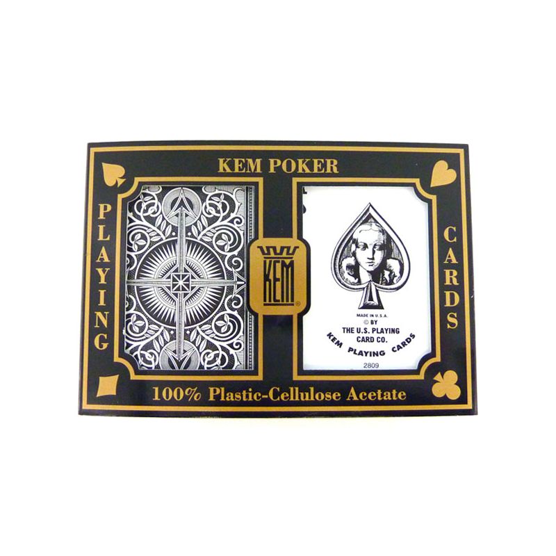 Kem Arrow Playing Cards Black/Gold Poker Size Jumbo Index (Wide