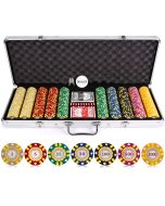 13.5g 500pc Stripe Suited V2 Clay Poker Chips Set - 500-stripe-suited-V2