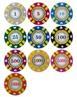 25pc 13.5g Stripe Suited V2 Clay Poker Chips (10 colors) - 25-stripe-suited-V2