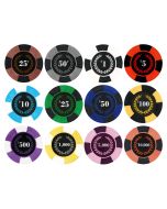 25pc 9.5g Roman Times True Clay Poker Chips (12 colors) - 25-ROMAN-TIMES