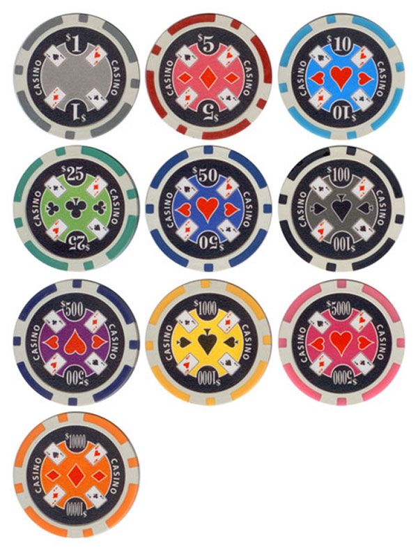 25pc 11.5g Casino Ace Poker Chips (10 colors) from Discount Poker Shop
