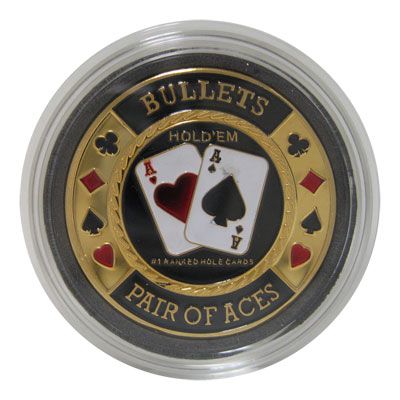 Protège-cartes De Poker Pocket Aces – Bullets Card Guard – Plaqué Or Avec étui De Protection