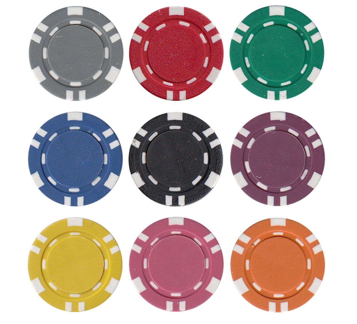 50pc 2g Mini Striped Poker Chips (9 colors) from Discount Poker Shop