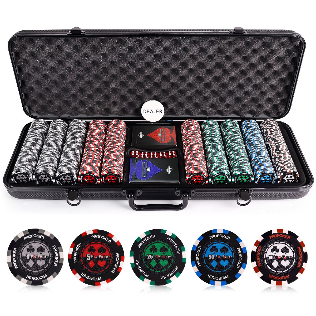 500pc Pro Poker 13.5g Clay Poker Chips Set from Discount Poker Shop