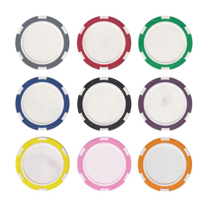 25pc 11.5g Six Spot Blank Poker Chips (9 colors) - 25-Six-Spot