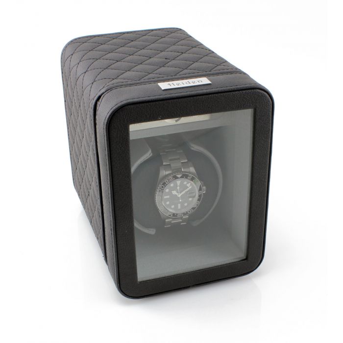 Heiden Monaco Single Watch Winder - Dual Powered - Black Leather - Reconditioned - OTS-HD19-LEATHER