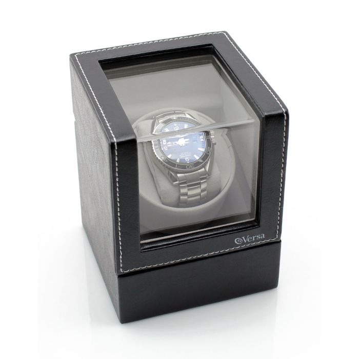 Versa Elite Single Watch Winder - Black Leather - Reconditioned - OTS-VR001-Leather