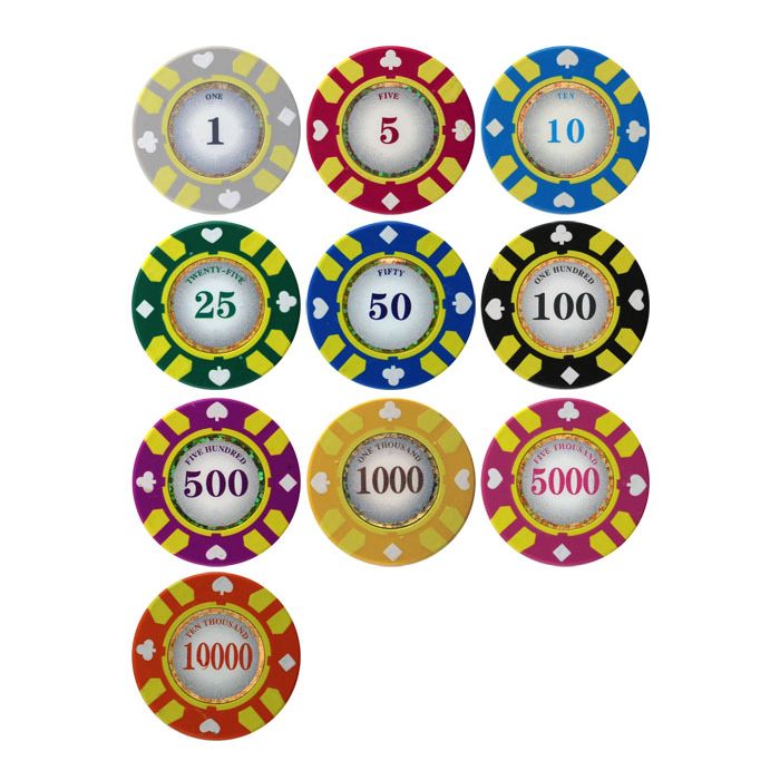 25pc 13.5g Stripe Suited V2 Clay Poker Chips (10 colors) - 25-stripe-suited-V2
