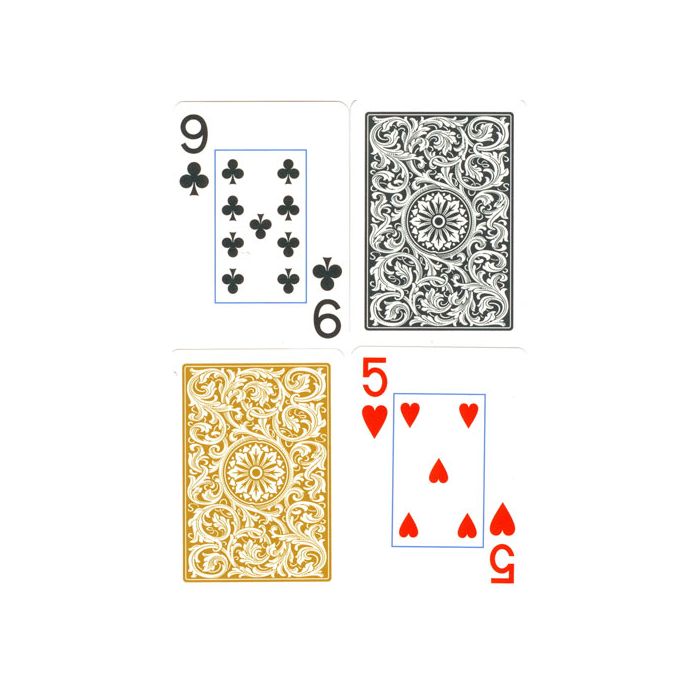 COPAG 1546 Plastic Playing Cards Poker Size Jumbo Index Gold Black Free Gift