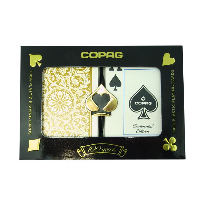 Black/Gold Bridge Size Regular Index & 2 Cut Cards Copag Plastic Playing Cards 