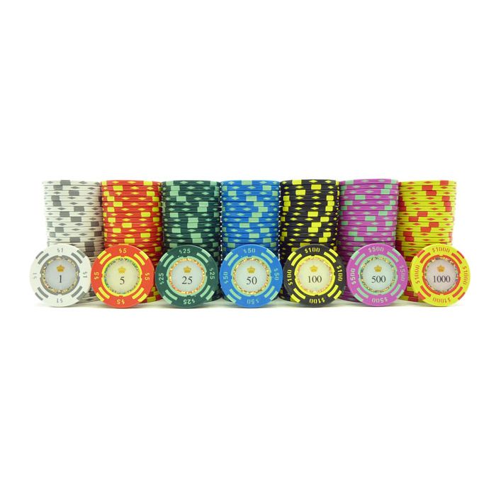 500 piece Crown Casino 13.5g Clay Poker Chips from Discount Poker Shop
