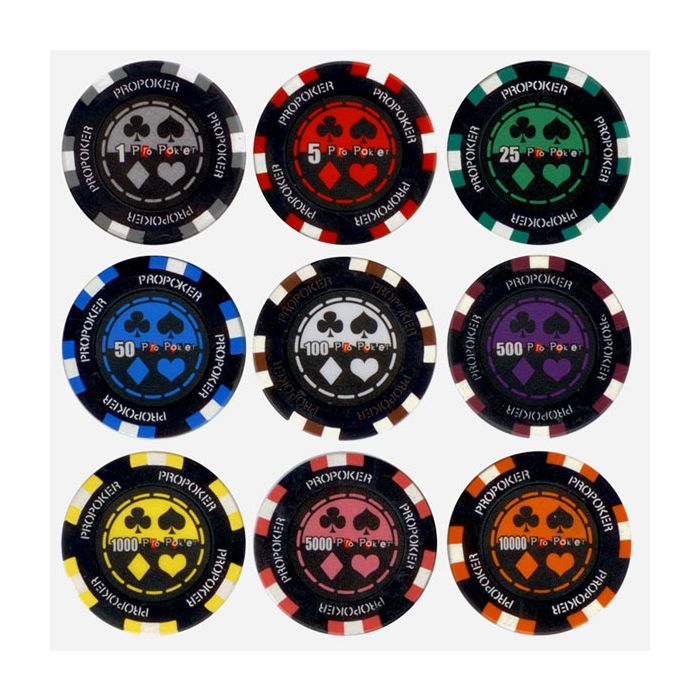 25pc 13.5g Pro Poker Clay Poker Chips (9 colors) - 25-PROPOKER